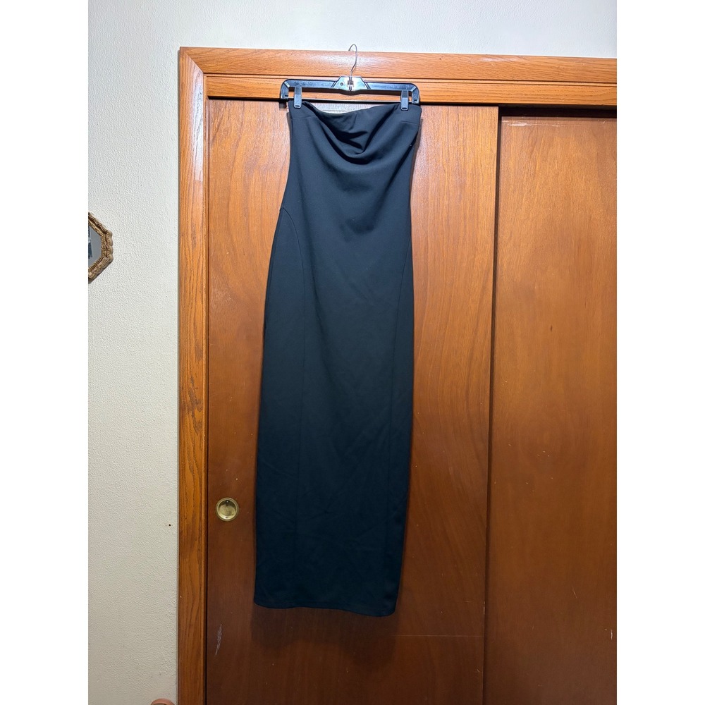 Lulus Black Strapless Maxi Dress Side Slit Size M Formal Evening Gown Elegant